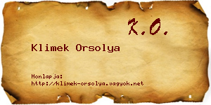 Klimek Orsolya névjegykártya